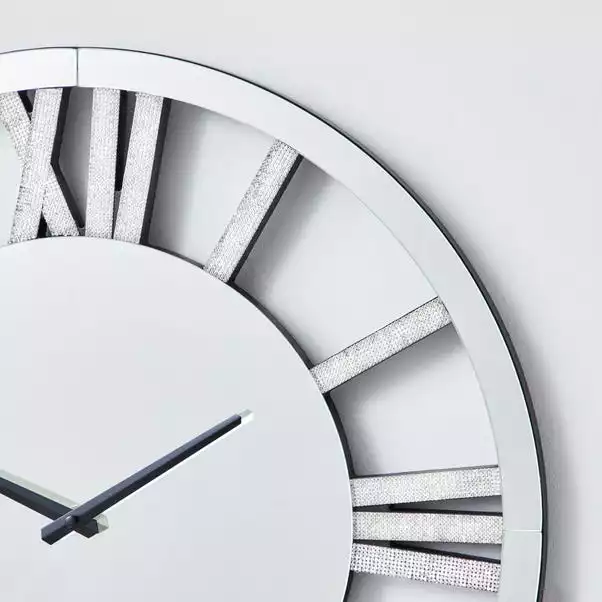 Dunelm Glitter Mirrored 50cm Wall Clock Silver 4 Dunelm Glitter Mirrored 50cm Wall Clock Silver - Image 2