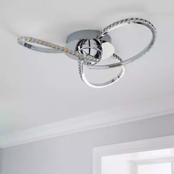 Dunelm Oria 3 Light Integrated LED Jewel Chrome Ceiling Fitting 4 Dunelm Oria 3 Light Integrated LED Jewel Chrome Ceiling Fitting - Image 2