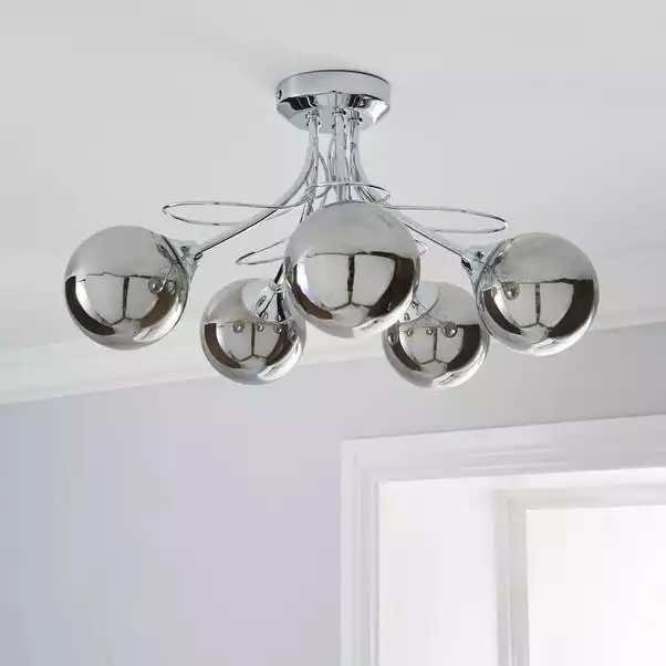 Dunelm Mateo 5 Light Glass Chrome Semi-Flush Ceiling Fitting 4 Dunelm Mateo 5 Light Glass Chrome Semi-Flush Ceiling Fitting - Image 2