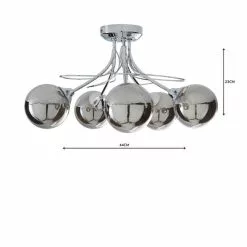 Dunelm Mateo 5 Light Glass Chrome Semi-Flush Ceiling Fitting 12 Dunelm Mateo 5 Light Glass Chrome Semi-Flush Ceiling Fitting -all lighting Sales Store 1000158444 alt04