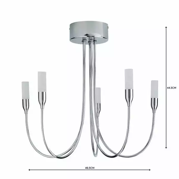 Dunelm Affric 5 Light LED Tipped Chrome Chandelier 7 Dunelm Affric 5 Light LED Tipped Chrome Chandelier - Image 5
