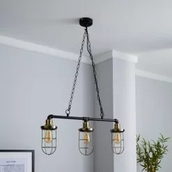 Dunelm Milas Pipe Industrial 3 Light Bar Black Diner Ceiling Fitting -all lighting Sales Store 1000158472 alt01