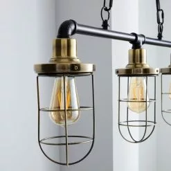 Dunelm Milas Pipe Industrial 3 Light Bar Black Diner Ceiling Fitting -all lighting Sales Store 1000158472 alt02