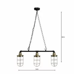 Dunelm Milas Pipe Industrial 3 Light Bar Black Diner Ceiling Fitting -all lighting Sales Store 1000158472 alt04