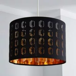 Dunelm Muscat Drum Lamp Shade 30cm Black -all lighting Sales Store 1000158560 alt01