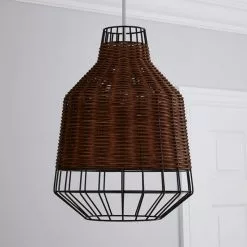 Dunelm Ohio Dark Rattan Easy Fit Pendant -all lighting Sales Store 1000158653 alt01
