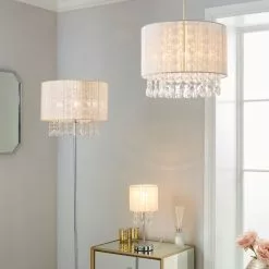 Dunelm Riah Jewel Shade Ivory Easy Fit Pendant -all lighting Sales Store 1000158686 alt08