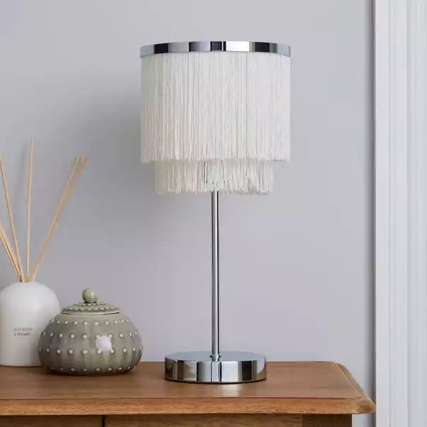 Dunelm Jaz Fringe Ivory Table Lamp 4 Dunelm Jaz Fringe Ivory Table Lamp - Image 2