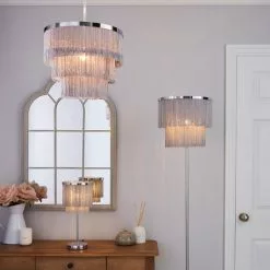 Dunelm Jaz Fringe Grey Table Lamp -all lighting Sales Store 1000158704 alt08