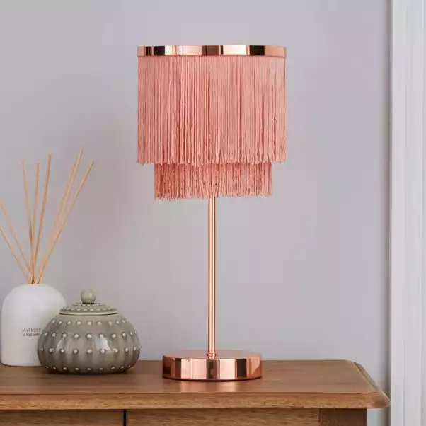 Dunelm Jaz Fringe Pink Table Lamp 4 Dunelm Jaz Fringe Pink Table Lamp - Image 2