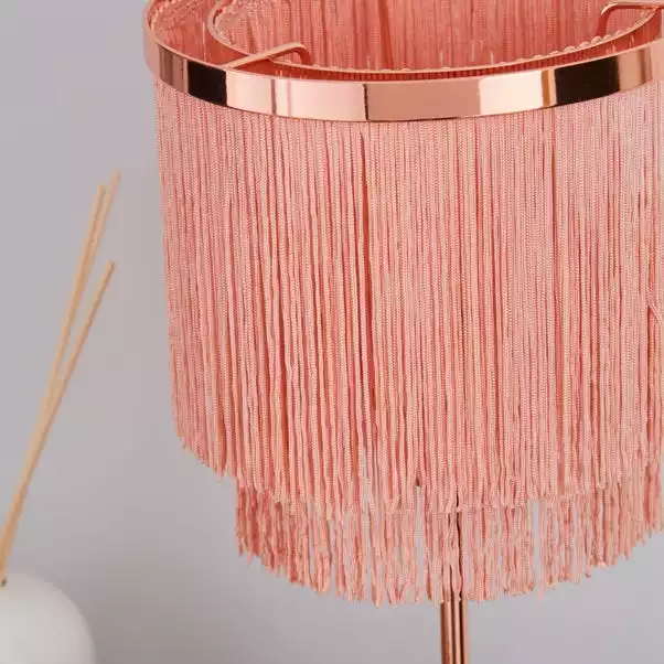 Dunelm Jaz Fringe Pink Table Lamp 5 Dunelm Jaz Fringe Pink Table Lamp - Image 3