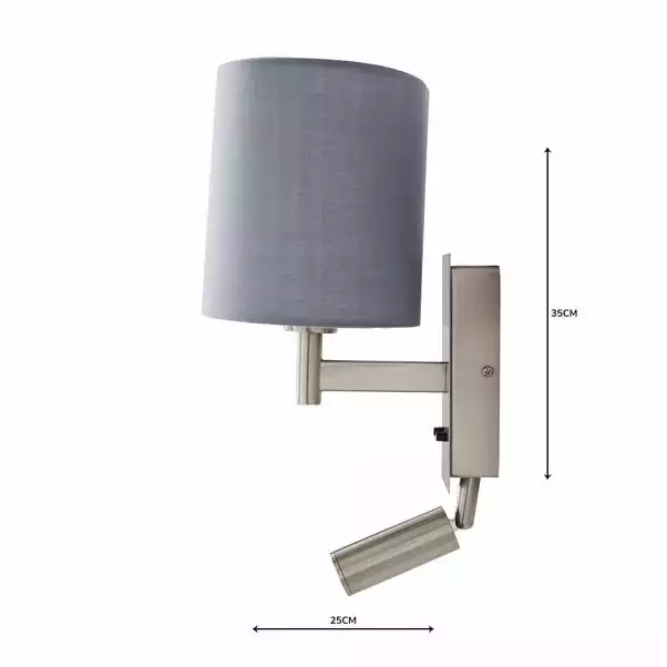 Dunelm Reader Shaded Grey Wall Light 7 Dunelm Reader Shaded Grey Wall Light - Image 5