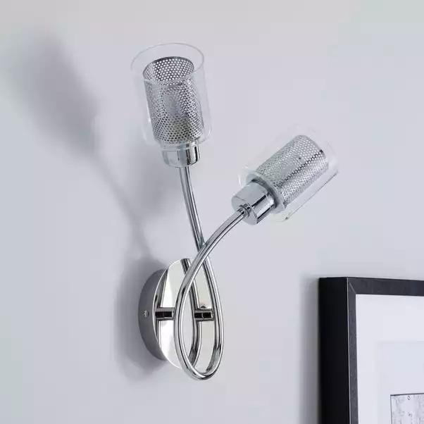 Dunelm Grace 2 Light Chrome Wall Light 4 Dunelm Grace 2 Light Chrome Wall Light - Image 2