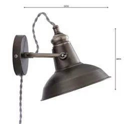 Dunelm Lucas Industrial Easy Fit Plug In Wall Light Pewter 12 Dunelm Lucas Industrial Easy Fit Plug In Wall Light Pewter -all lighting Sales Store 1000158758 alt04