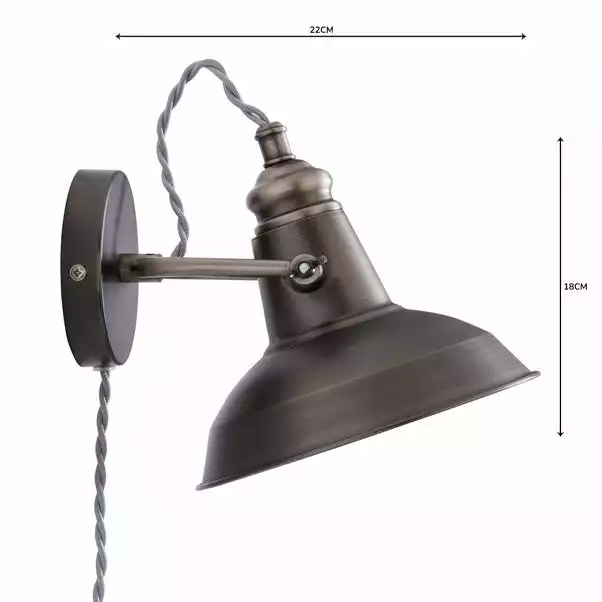 Dunelm Lucas Industrial Easy Fit Plug In Wall Light Pewter 7 Dunelm Lucas Industrial Easy Fit Plug In Wall Light Pewter - Image 5