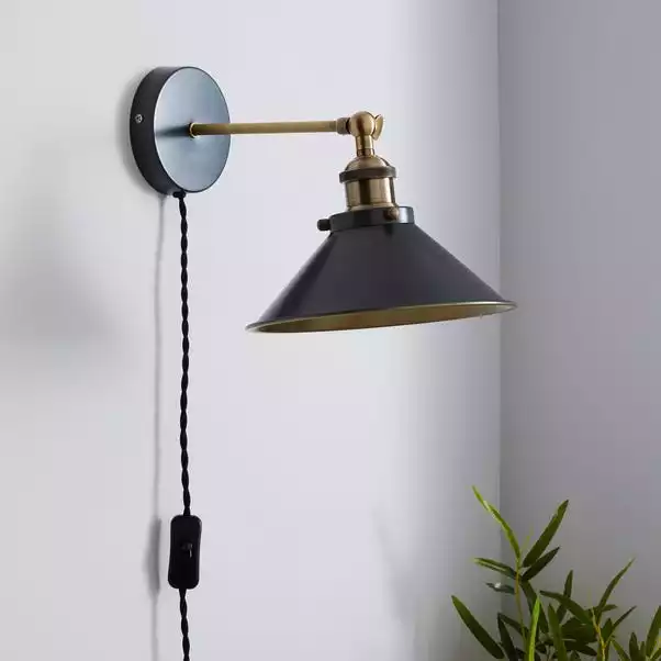 Dunelm Logan Grey Industrial Easy Fit Plug In Wall Light 4 Dunelm Logan Grey Industrial Easy Fit Plug In Wall Light - Image 2