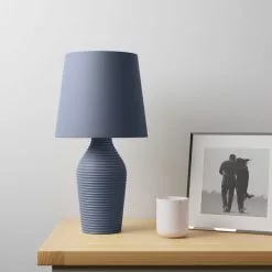 Dunelm Luna Stoneware Folkstone Blue Table Lamp -all lighting Sales Store 1000163951 alt01