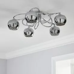 Dunelm Seychelles Smoked 5 Light Flush Ceiling Fitting -all lighting Sales Store 1000169234 alt01