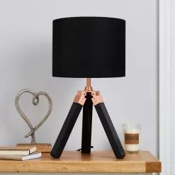 Dunelm Trio Tripod Black And Copper Table Lamp -all lighting Sales Store 1000169252 alt01