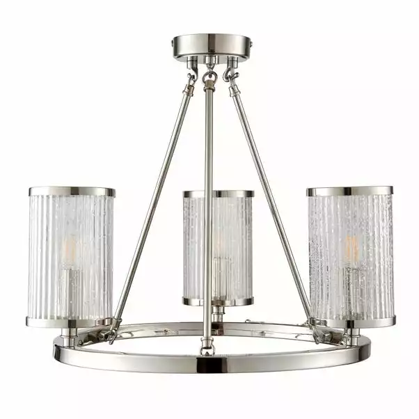 Vogue Lighting Vogue Easton Ribbed Glass Semi Flush Ceiling Fitting Chrome 4 Vogue Lighting Vogue Easton Ribbed Glass Semi Flush Ceiling Fitting Chrome - Image 2