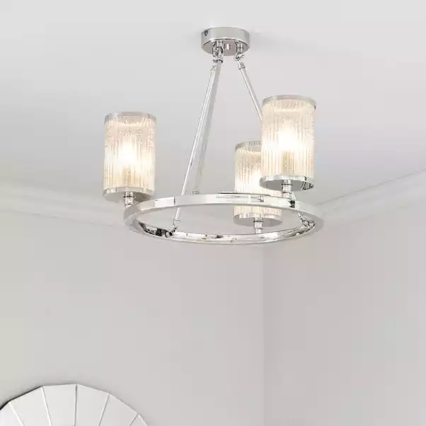 Vogue Lighting Vogue Easton Ribbed Glass Semi Flush Ceiling Fitting Chrome 7 Vogue Lighting Vogue Easton Ribbed Glass Semi Flush Ceiling Fitting Chrome - Image 5
