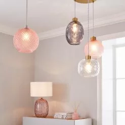 Dunelm Elodie Faceted Glass Easy Fit Pendant Blush Lustre 13 Dunelm Elodie Faceted Glass Easy Fit Pendant Blush Lustre -all lighting Sales Store 1000180657 alt08