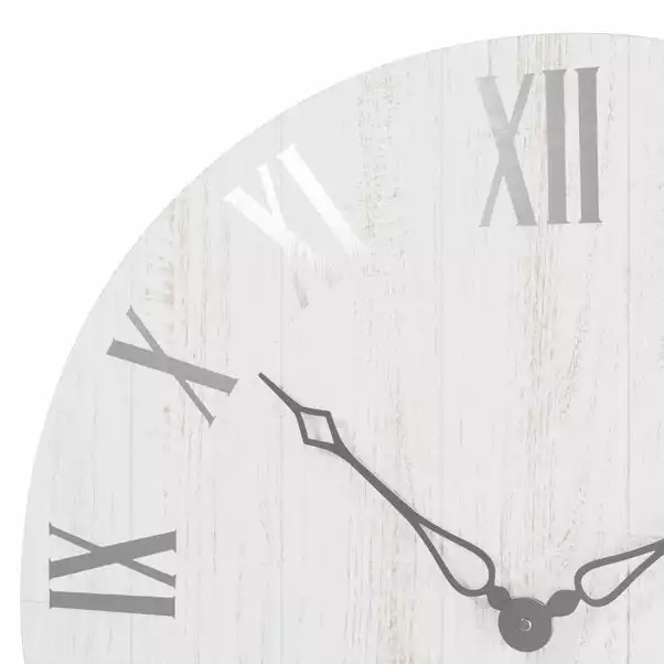Dunelm Cream Distressed Wooden 60cm Clock 5 Dunelm Cream Distressed Wooden 60cm Clock - Image 3