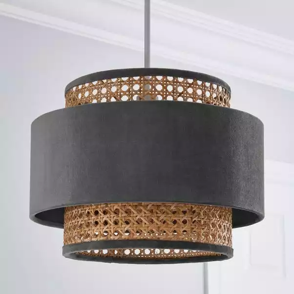 Dunelm Nova Velvet And Cane Shade 30cm 4 Dunelm Nova Velvet And Cane Shade 30cm - Image 2