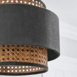 Dunelm Nova Velvet And Cane Shade 30cm 10 Dunelm Nova Velvet And Cane Shade 30cm -all lighting Sales Store 1000181511 alt02