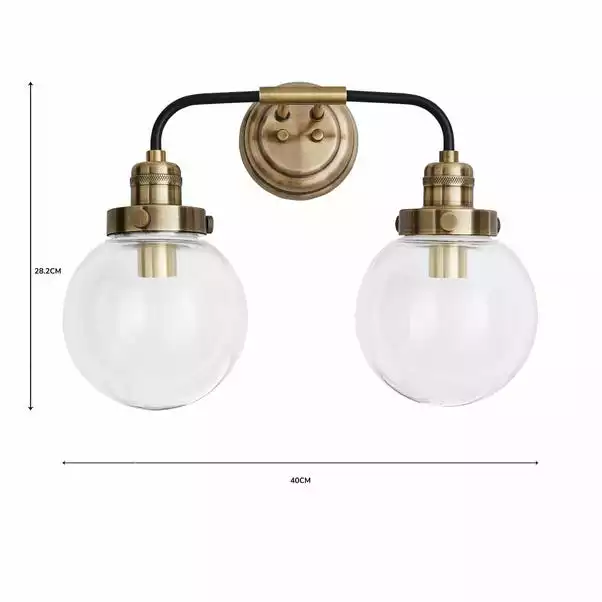 Dunelm Broden Bathroom 2 Light Wall Light Antique Brass 8 Dunelm Broden Bathroom 2 Light Wall Light Antique Brass - Image 6