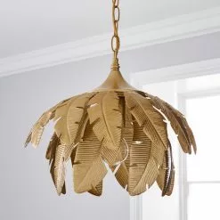 Dunelm Farrah Palm Leaf Ceiling Fitting Gold -all lighting Sales Store 1000182784 alt01