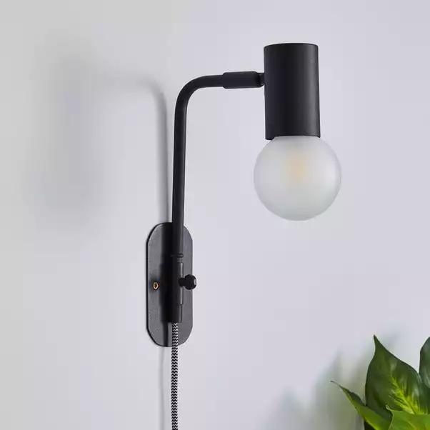 Dunelm Bradford EasyFit Plug In Wall Light Matt Black 4 Dunelm Bradford EasyFit Plug In Wall Light Matt Black - Image 2