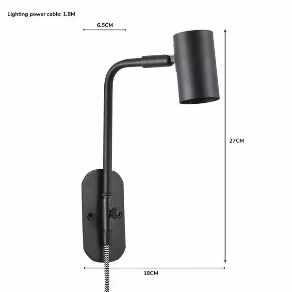 Dunelm Bradford EasyFit Plug In Wall Light Matt Black 8 Dunelm Bradford EasyFit Plug In Wall Light Matt Black - Image 6