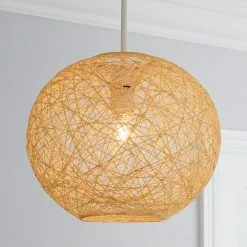 Dunelm Abaca Ball 27cm Natural Easy Fit Pendant