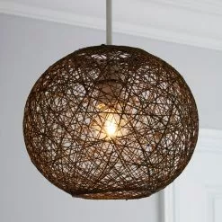 Dunelm Abaca Ball 24cm Grey Easy Fit Pendant
