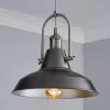 Dunelm Lucas Industrial 1 Light Pendant Pewter Ceiling Fitting -all lighting Sales Store 30244207