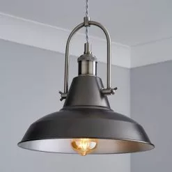 Dunelm Lucas Industrial 1 Light Pendant Pewter Ceiling Fitting