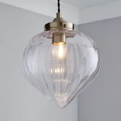 all lighting Sales Store 38 Dunelm Rio Voyager 1 Light Pendant Ribbed Glass Ceiling Fitting