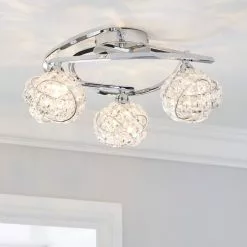 Dunelm Cecilie 3 Light Crystal Semi-Flush Ceiling Fitting