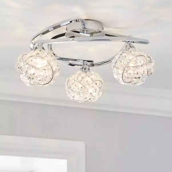 Dunelm Cecilie 3 Light Crystal Semi-Flush Ceiling Fitting 3 Dunelm Cecilie 3 Light Crystal Semi-Flush Ceiling Fitting