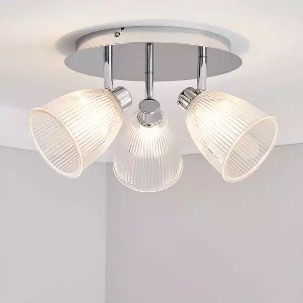 Dunelm Bremont 3 Light Ribbed Glass Bathroom Spotlight 3 Dunelm Bremont 3 Light Ribbed Glass Bathroom Spotlight