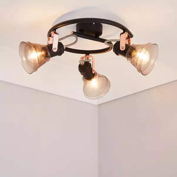 Dunelm Milas 3 Light Black Industrial Semi-Flush Ceiling Fitting 3 Dunelm Milas 3 Light Black Industrial Semi-Flush Ceiling Fitting