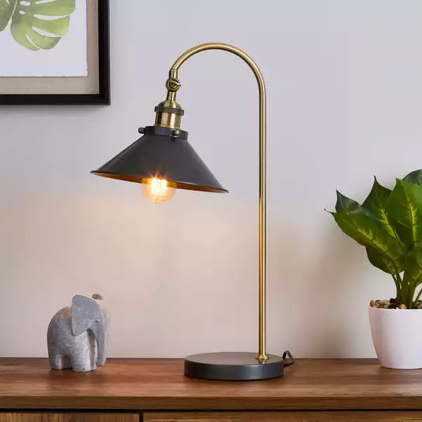 Dunelm Logan Antique Brass Grey Industrial Table Lamp 3 Dunelm Logan Antique Brass Grey Industrial Table Lamp