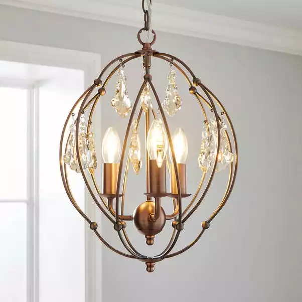 Dunelm Salino Globe 3 Light Antique Copper Chandelier 3 Dunelm Salino Globe 3 Light Antique Copper Chandelier