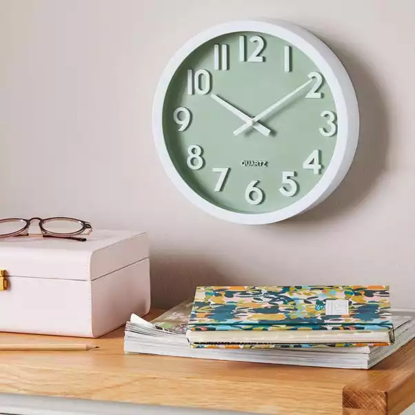 Dunelm 3D Numbers 25cm Wall Clock Sage 3 Dunelm 3D Numbers 25cm Wall Clock Sage