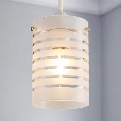Dunelm Grayson Stripe Glass White Easy Fit Pendant