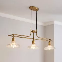 Dunelm Colt 3 Light Diner Antique Brass Ceiling Fitting