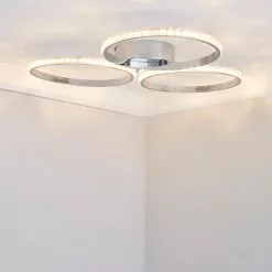 Dunelm Oraylia 3 Light Integrated LED Hoops Jewel Chrome Ceiling Fitting