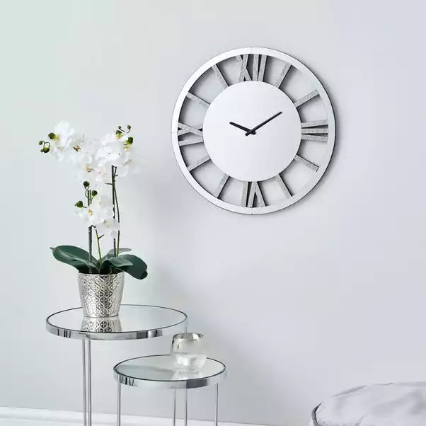 Dunelm Glitter Mirrored 50cm Wall Clock Silver 3 Dunelm Glitter Mirrored 50cm Wall Clock Silver