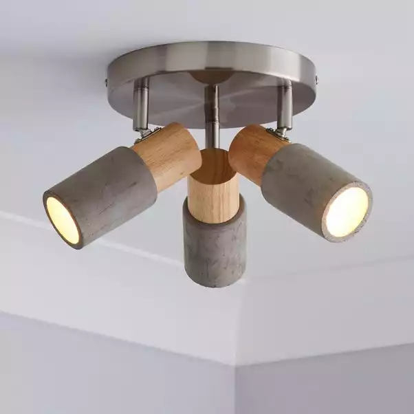 Dunelm Inka 3 Light Concrete Wood Spotlight 3 Dunelm Inka 3 Light Concrete Wood Spotlight
